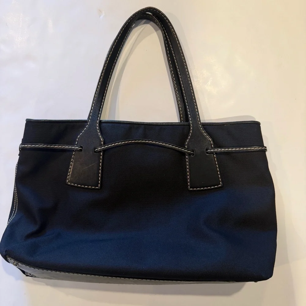 Tod’s Black Nylon Leather Trim Tote Bag Designer Luxury Shoulder Bag
